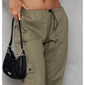 Pretty Little Thing cargo pants Kakhi drawstring junior's‎ size 1 New